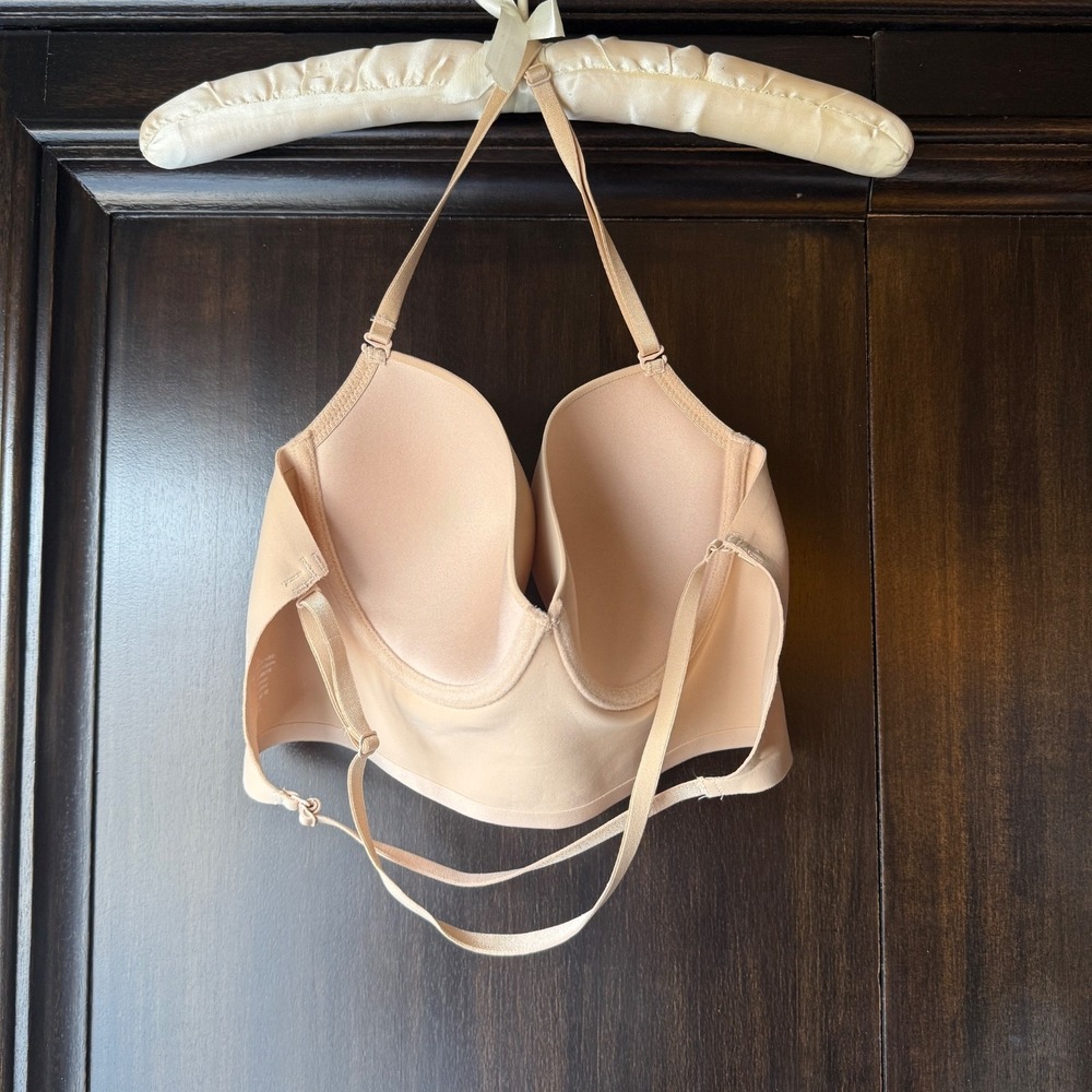 Womens Strapless Longline Bra Nude Beige Seamless Convertible XL‎ Minimal